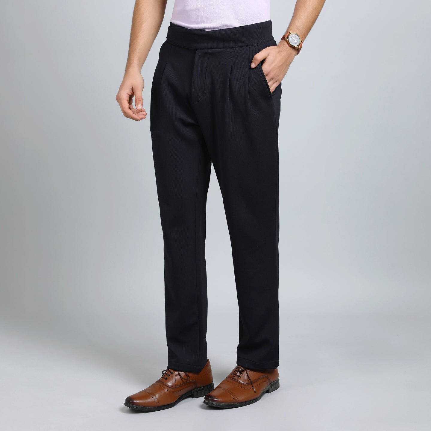 BARITONE NAVY SLIM FIT GURKHA TROUSERS 4797-2